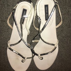 White metal sandals